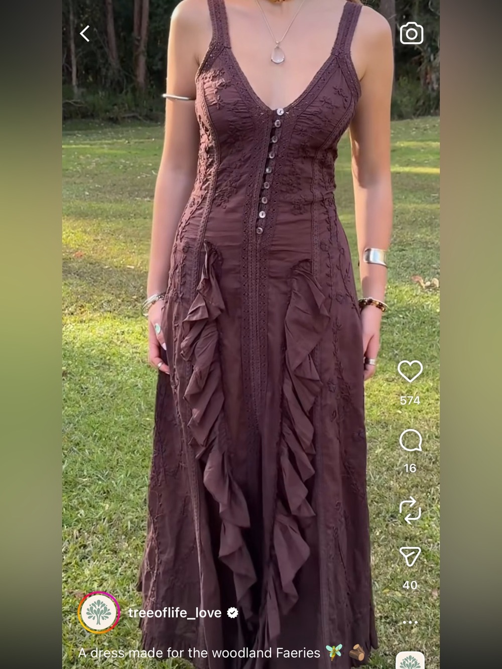 ISO Tree of Life Peace Angel Dress- Brown